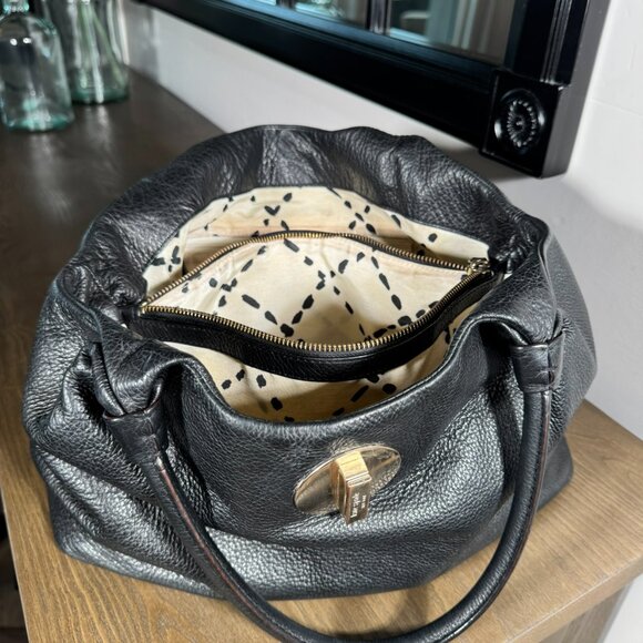 Kate Spade Black Pebbled Leather Turn-Lock Satchel - Picture 13 of 15